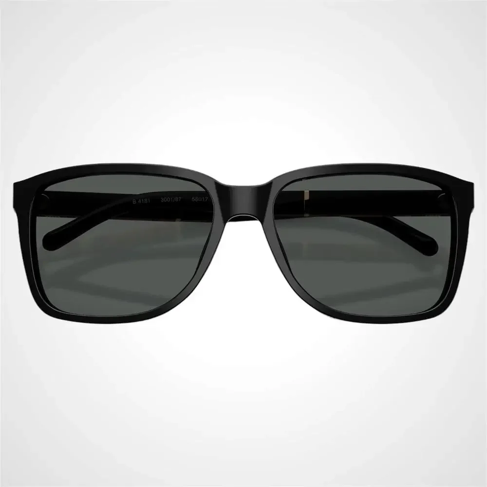 New Burberry Sunglasses Black Solid Square Frame Brown Check Arms 58mm - Picture 3 of 10